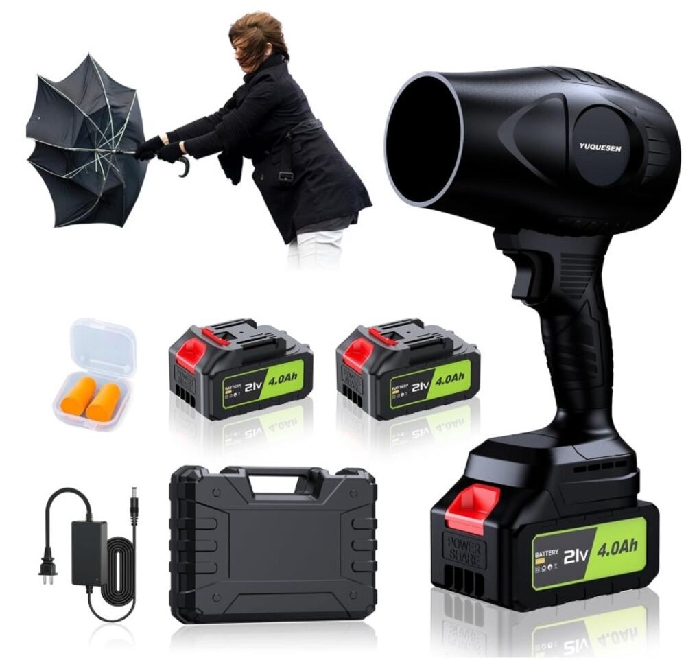 Cordless Leaf Blower 21V, 980,000 RPM, 2x 4.0Ah Batteries Charger & Case